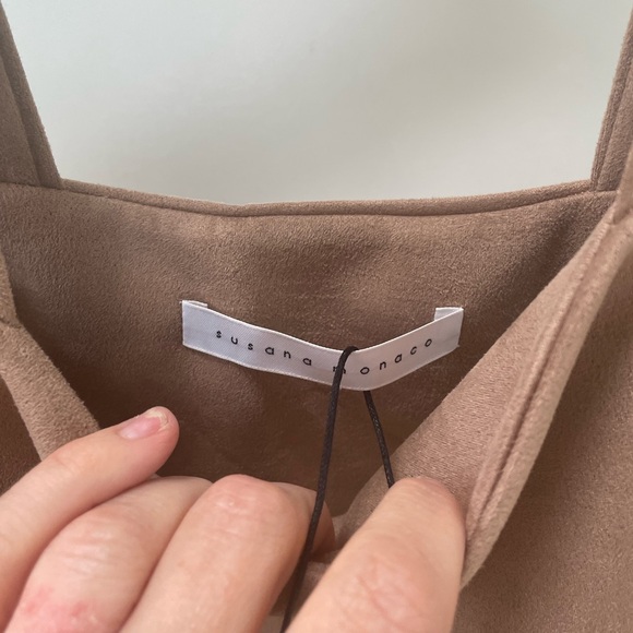 Susan Monaco Faux Suede Crop Top Sz M - Picture 5 of 8